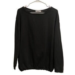 Maison Cashmere Knit Black Sweater 100% Giza Cotton Made in Italy‎